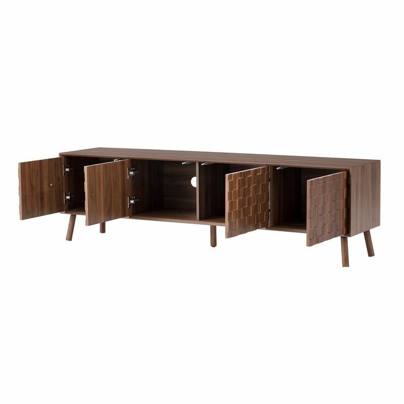 70" Modern TV Stand for TVs up to 80", Entertainment Center with Solid Wood Legs, Soft-Closing Hinges & Cable Management