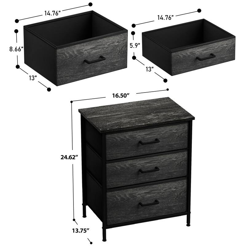 Sorbus 3 Drawer Display Nightstand