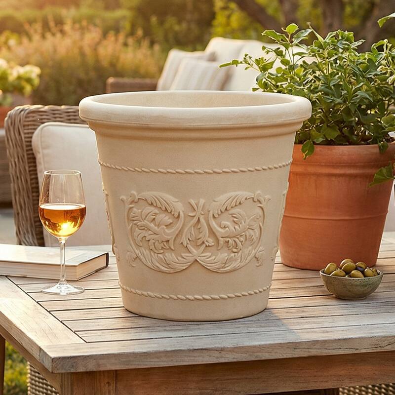 Arabella Outdoor Flower Pot Planter - Beige - 20-Inch - Single