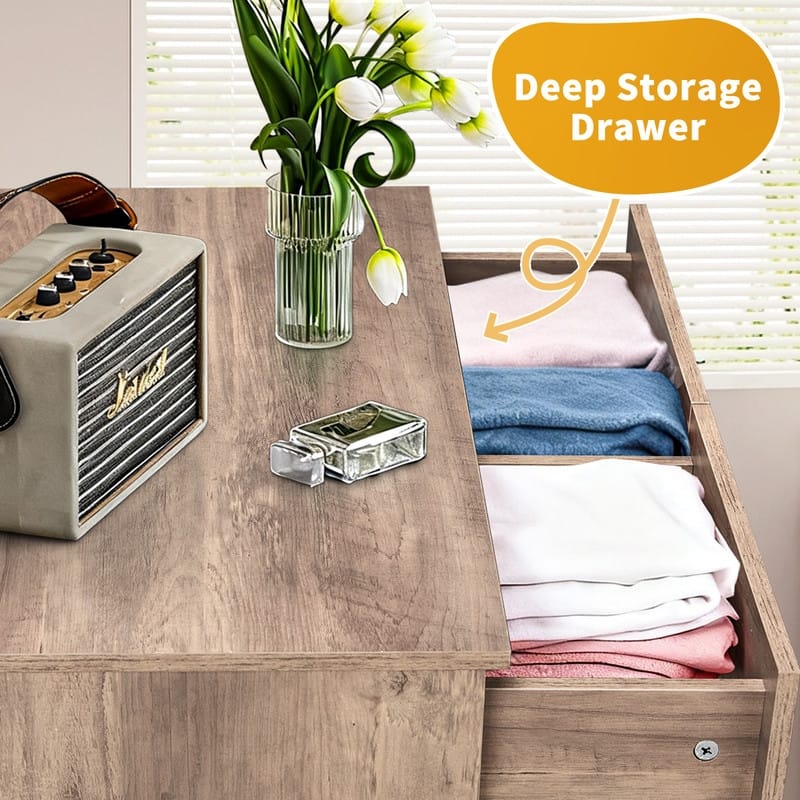 Large 7-Drawer Dresser For Bedroom And Chest Of Drawers With Sturdy Construction Wood Storage Organizer For Closet
