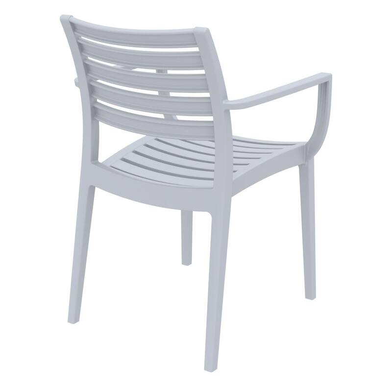 33" Silver Stackable Outdoor Patio Dining Arm Chair