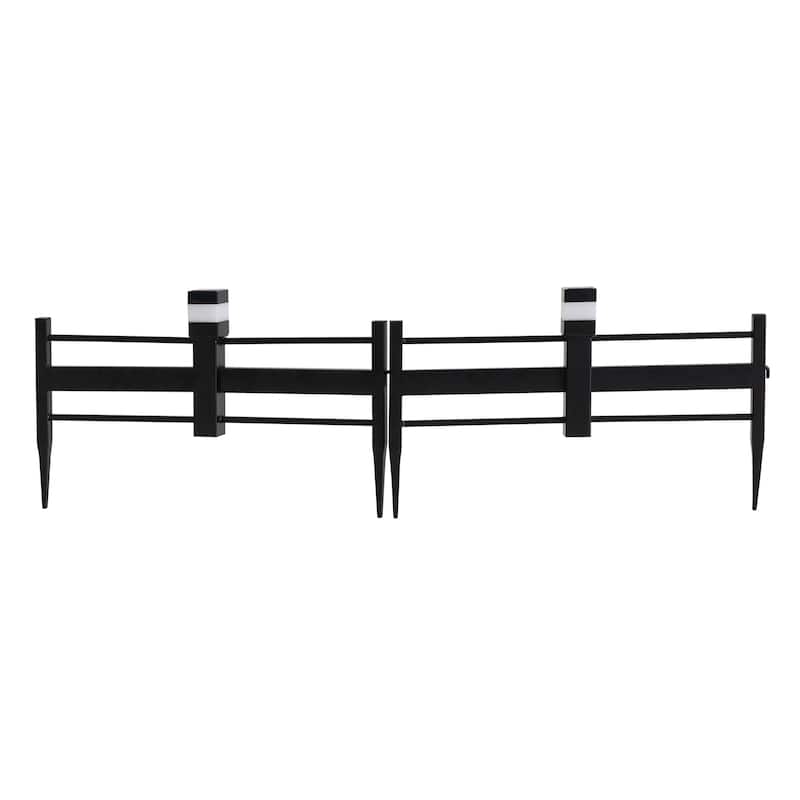 Sunjoy Solar Garden Border Fencing 2A Metal Fence Panel Outdoor Decorative Garden Fences (5-pack)