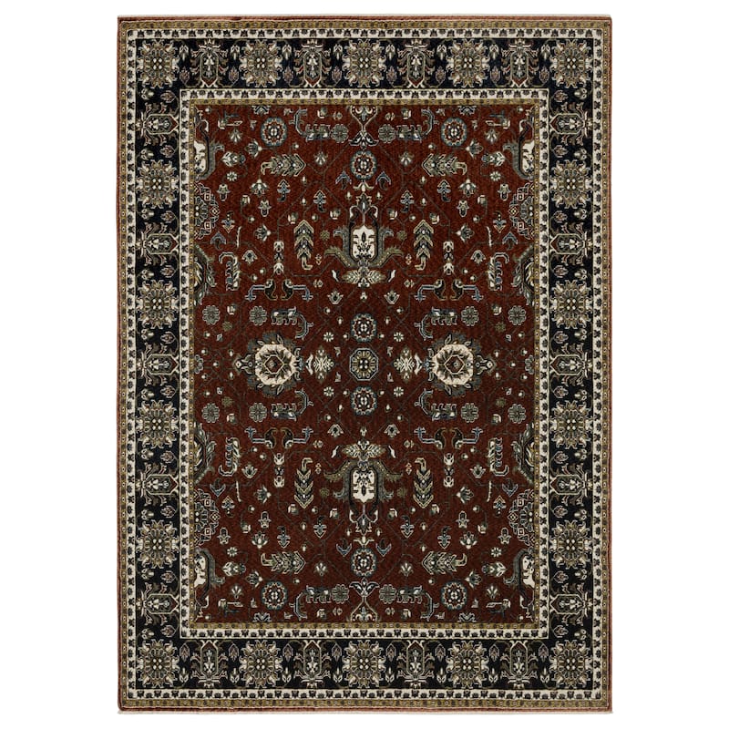 Style Haven Victoria Vintage Traditions Navy/ Rust Area Rug - 6' 7" x 9' 6" - Red/ Navy - Rectangle