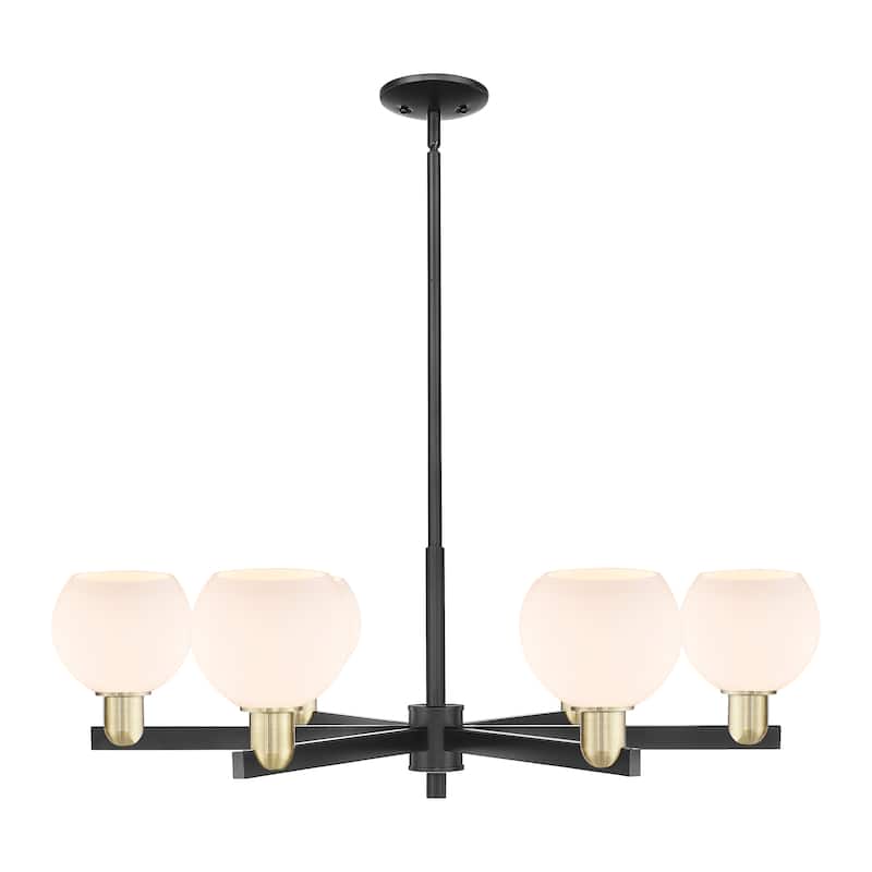 Innovations Lighting Endless Possibilities Arcadia - Athens - 6 Light 36" Stem Hung Chandelier - Matte White/Black Antique Brass