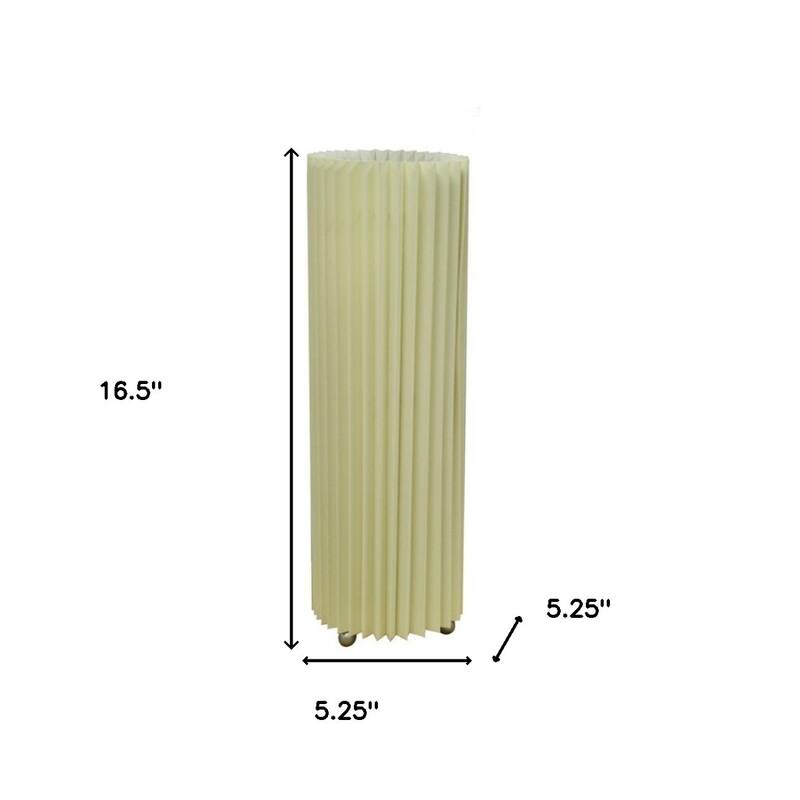 Off White Metal Small Bedside Lamp with Linen Fabric Drum Shade - 5.25” x 5.25” x 16.5” (D x W x H)