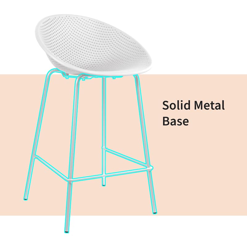 Set of 2 Counter height Bar Stools For Kitchen Egg Shaped Oval Seat Circle Dots Round Pattern for Indoor Outdoor - N/A