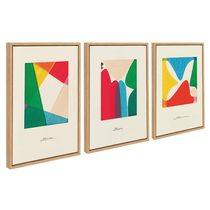 Kate and Laurel Sylvie Colorful Frame Canvas Art Set by Amber Vittoria - 3 Piece Set 18X24 - Natural