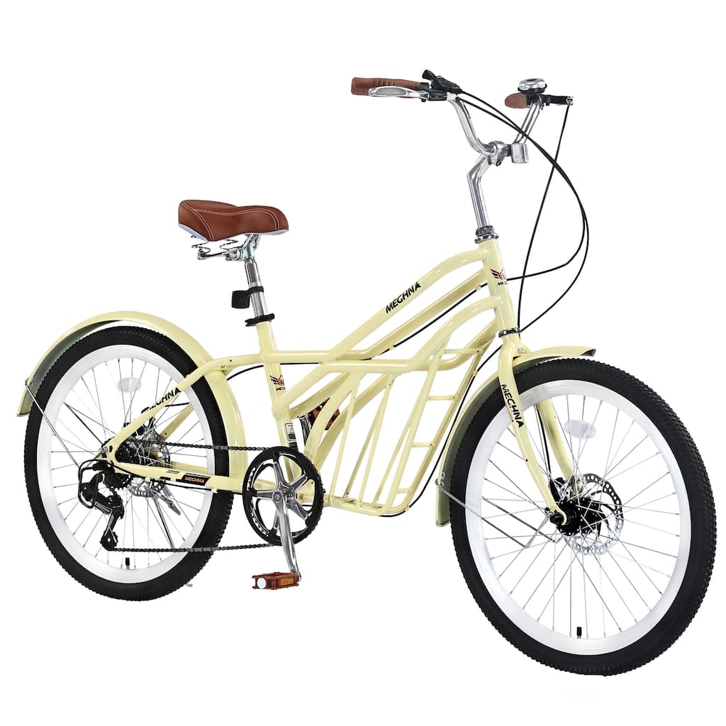 6 Speed, Steel Frame, Multiple Colors 24 Inch Bike, Commuter Bike for Adults
