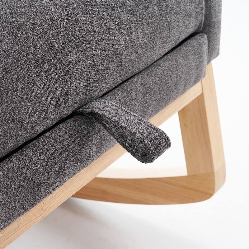Rocking Chair with Footrest, Nursery Glider Chair with Rubber Wood Legs Side Pocket, High Back Nursing Chair
