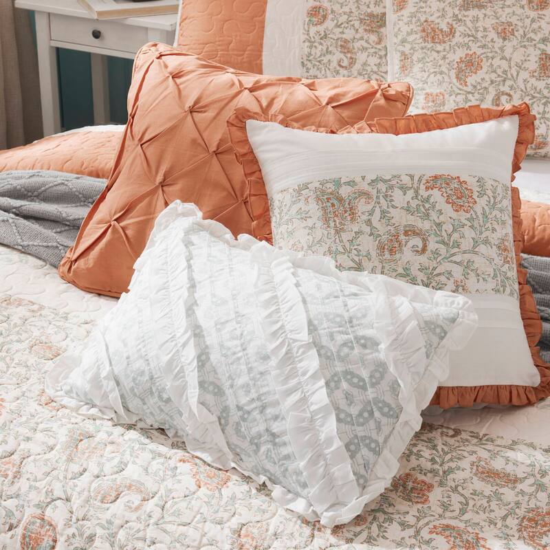 GDF Studio - Cotton Percale Reversible Quilt Set with Decorative Pillows