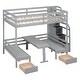 preview thumbnail 14 of 15, Gray Full Pine Convertible Bunk Bed with Staircase, Drawer, and Table Set