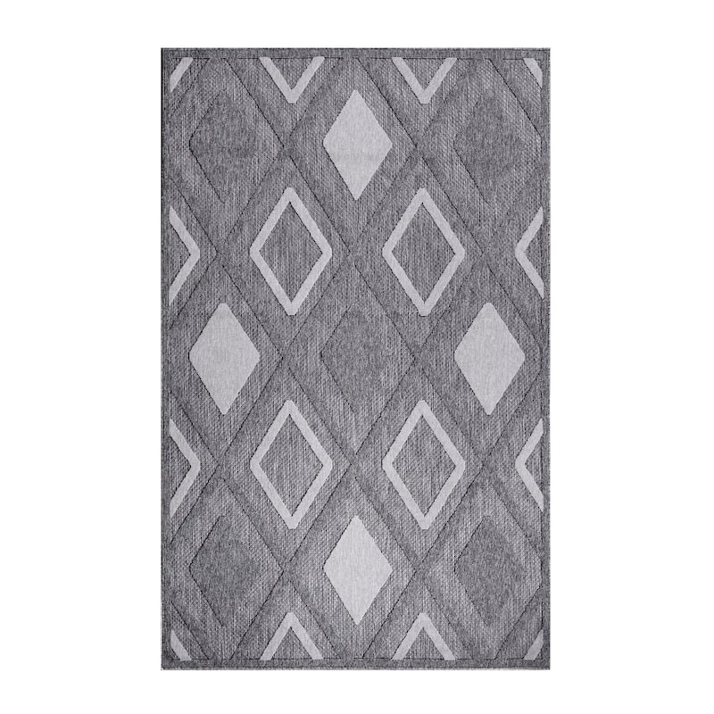 Superior Geometric Diamond Lattice Indoor Outdoor Area Rug