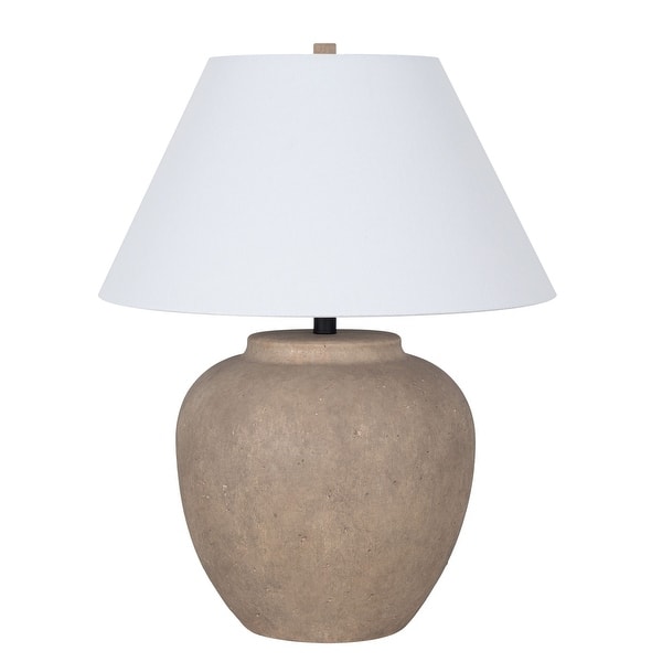 slide 2 of 13, 26" Ceramic Table Lamp with Linen Shade Light Grey Concrete-like