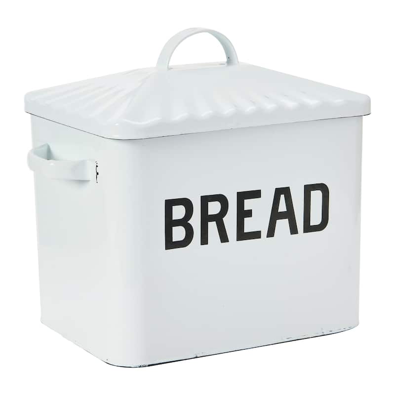 Enameled Metal Bread Box with "Bread" Message