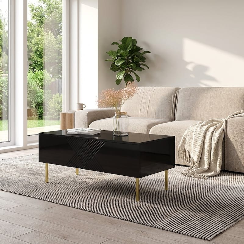 Meble Furniture Exito 03 47-Inch High Gloss Coffee Table - Modern European Design 19.3-Inch Height