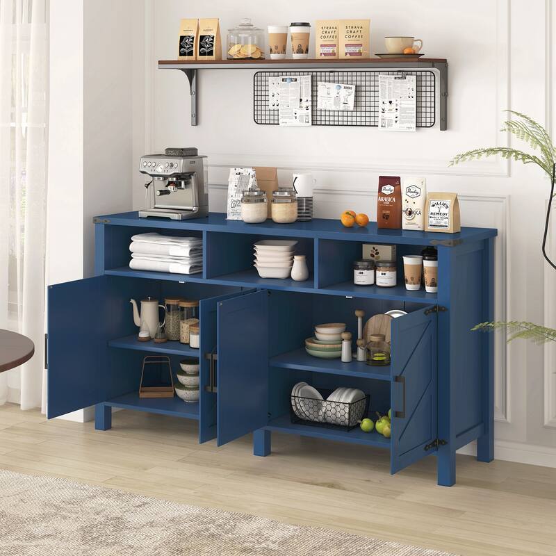 Modern 4-Door Sideboard Buffet with Power Outlets & USB Ports