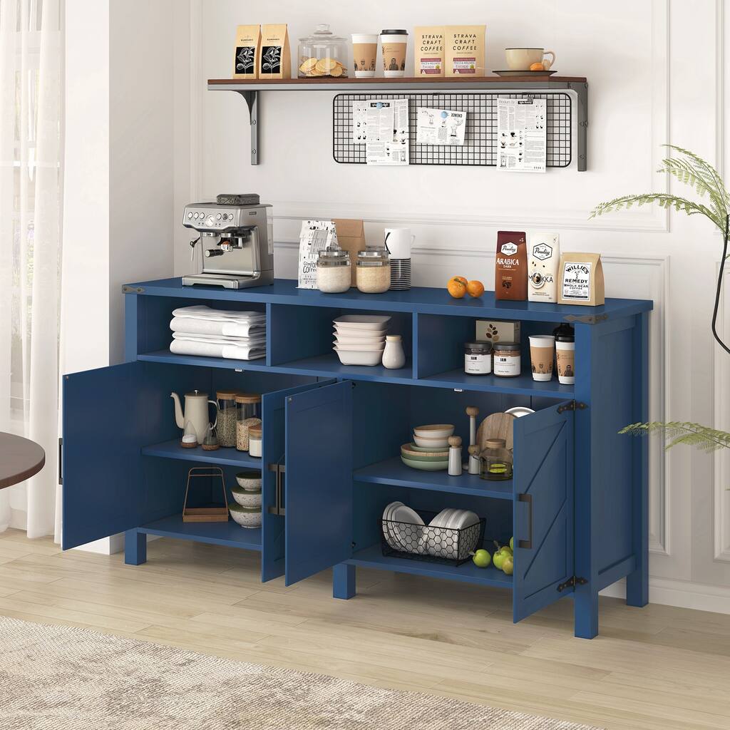 Modern 4-Door Sideboard Buffet with Power Outlets & USB Ports