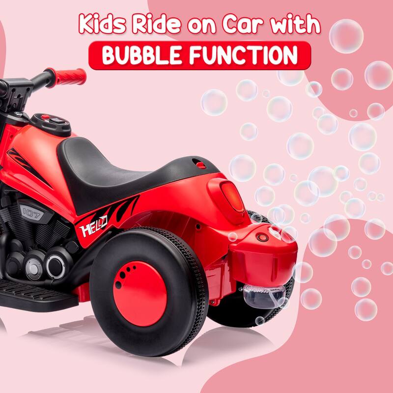 6V Battery-Powered Electric Motorcycle Ride-On Bubble Car for Kids Best Gift