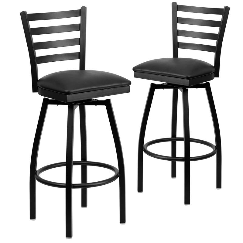 2 Pack Hercules Series Ladder Back Swivel Metal Barstool - 16.5"W x 20.5"D x 44.5"H - 16.5"W x 20.5"D x 44.5"H