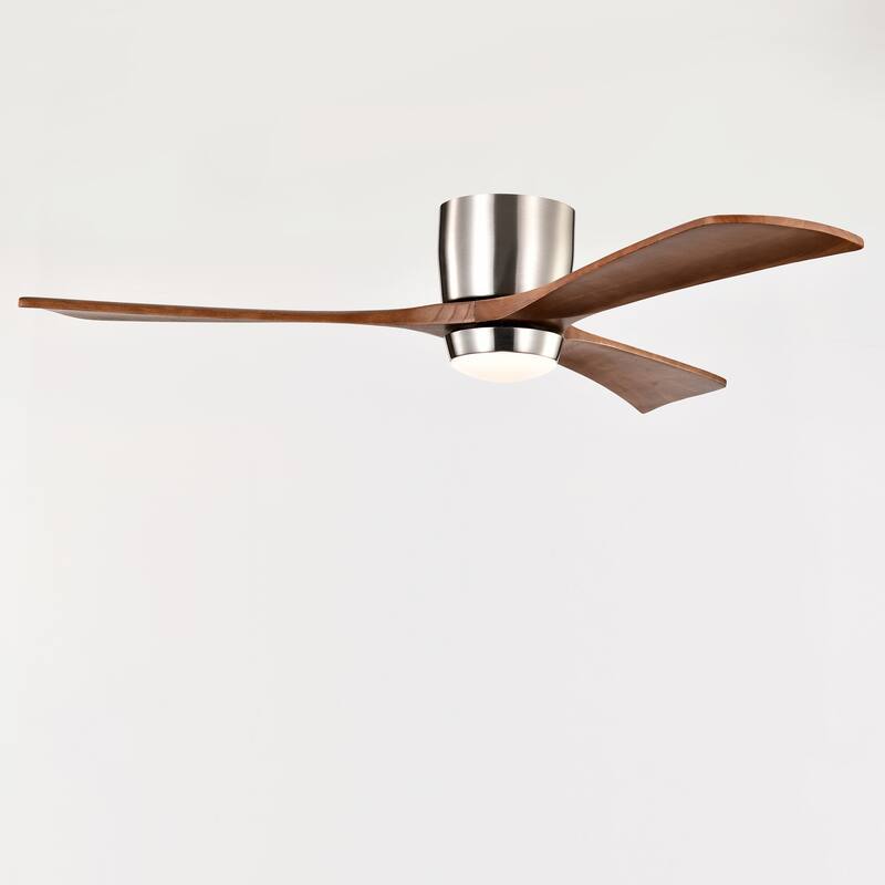 52" Flush Mount Solid Wood Blades Ceiling Fan with Lights Remote Control, Quiet DC Motor, 6 Speed, Reversible Ceiling Fan