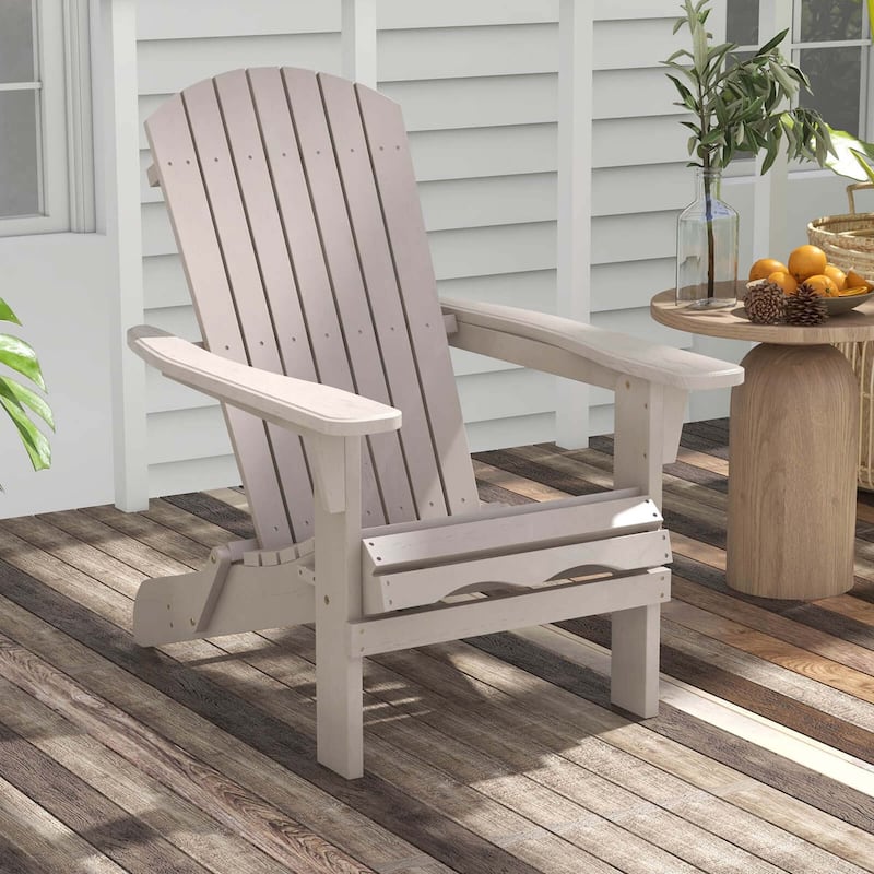 1/4PCS Folding Adirondack Chair Patio High-Back Chairs w/ Wide Armrests