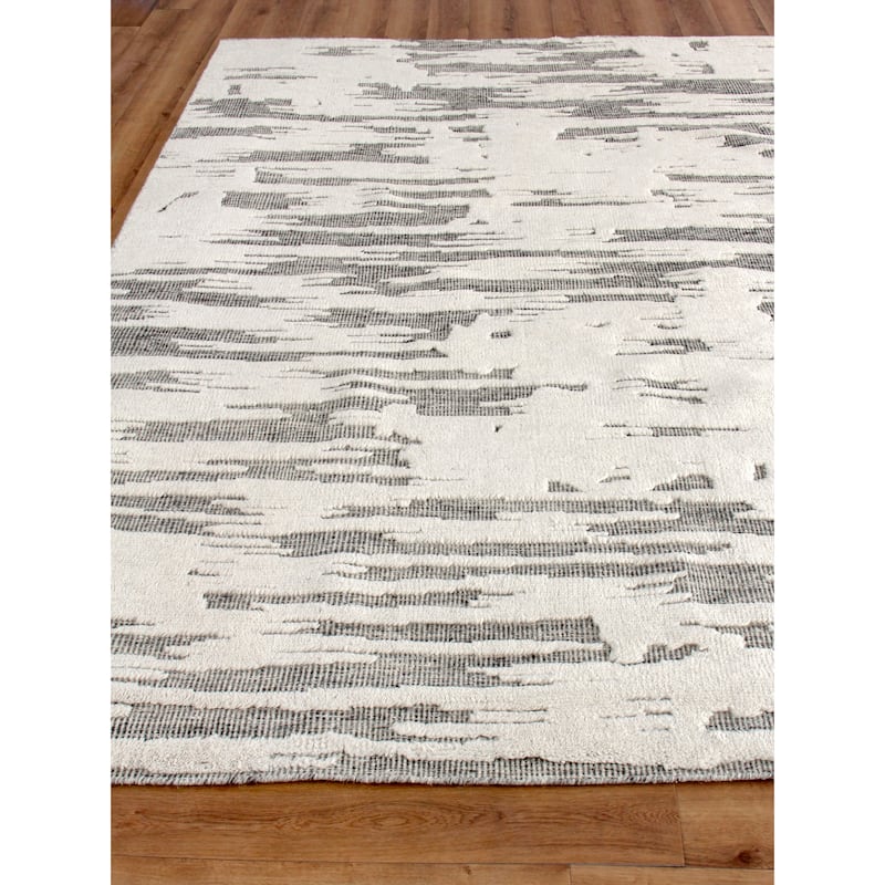 EXQUISITE RUGS Calibre Hand-knotted New Zealand Wool Ivory/Charcoal Area Rug.