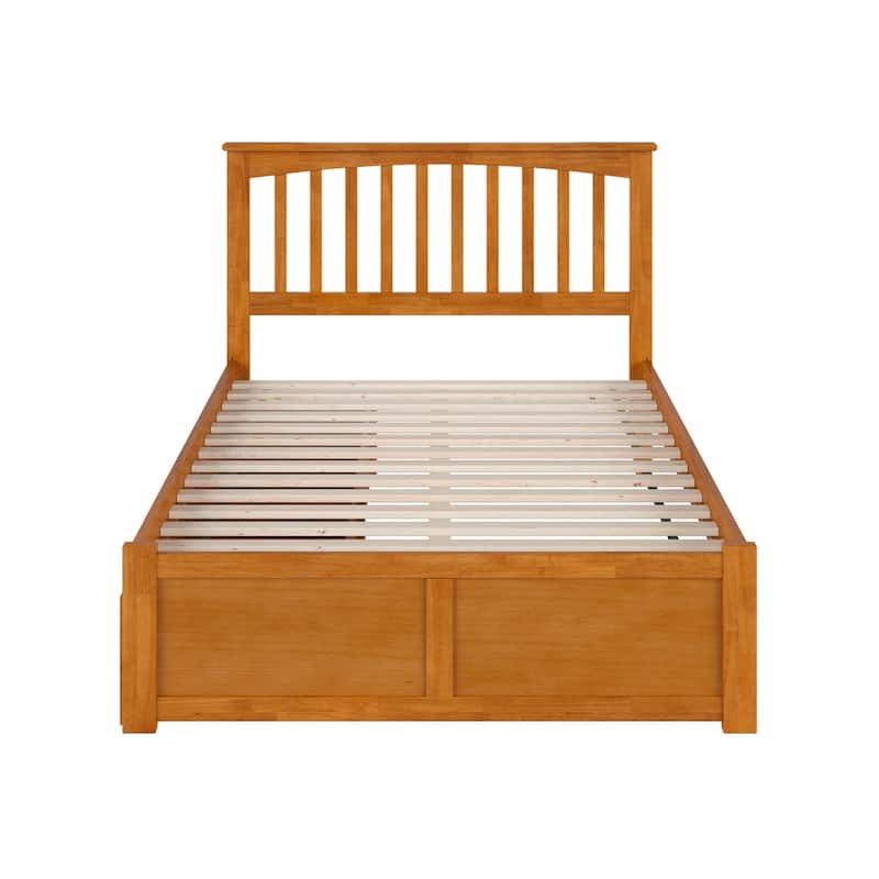 Solid Wood Platform Bed with Footboard & Storage Drawers - Full Size Bed Frame
