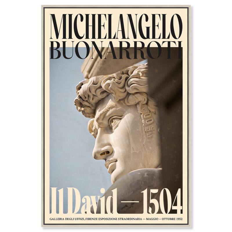 David in Marble Canvas by Art Remedy - Silver - 36" x 54"