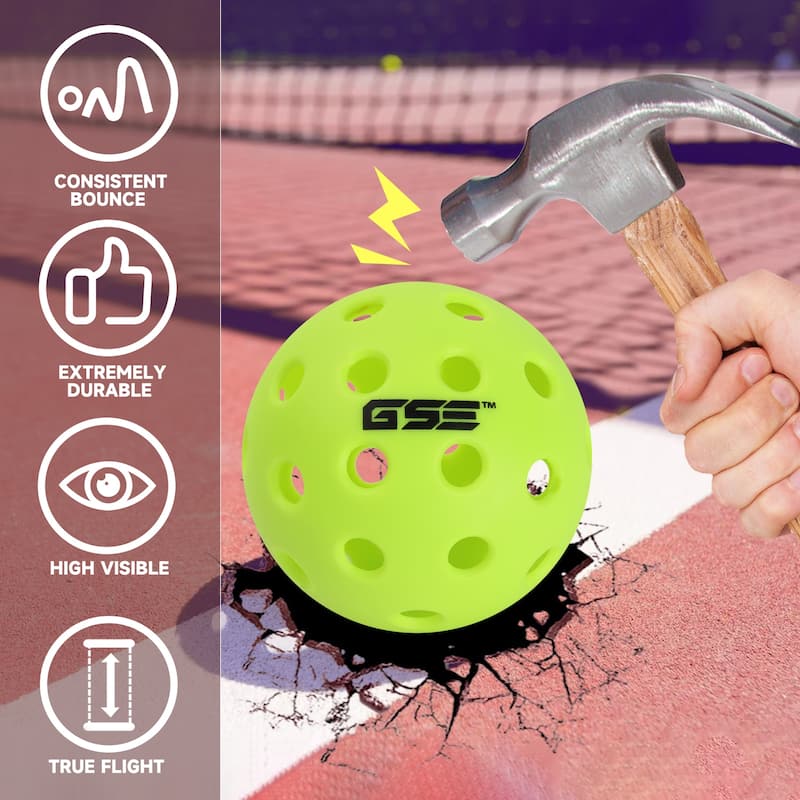 GSE™ 12-Pack Outdoor Pickleball Balls Set. Standard 40 Holes Pickleball Ball Meet USAPA Standard