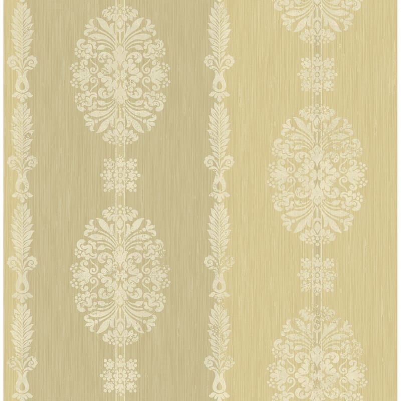 Seabrook Designs Johna Floral Stripe Unpasted Wallpaper - 20.5 in. W x 33 ft. L - Beige