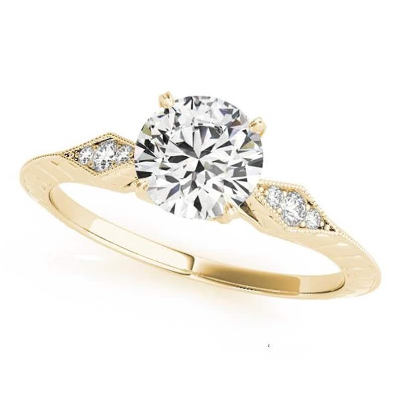 Auriya 14k Gold 1/2ct Vintage Moissanite and Diamond Engagement Ring 1/10ct TW