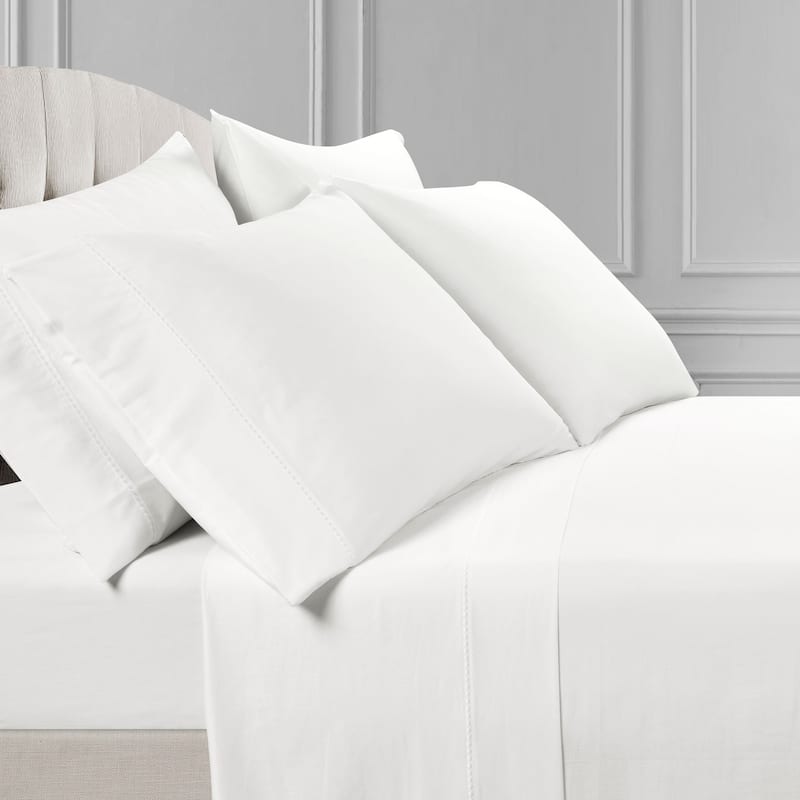Lush Decor Aria Dots 6 Piece Sateen Cotton Sheet Set - White - King