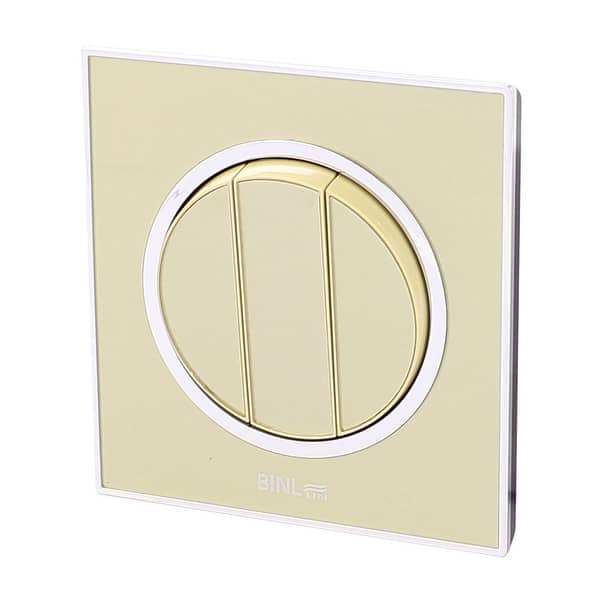 86 Type 3 Gang 1 Way On/Off Button Wall Mounted Panel Switch Golden AC ...