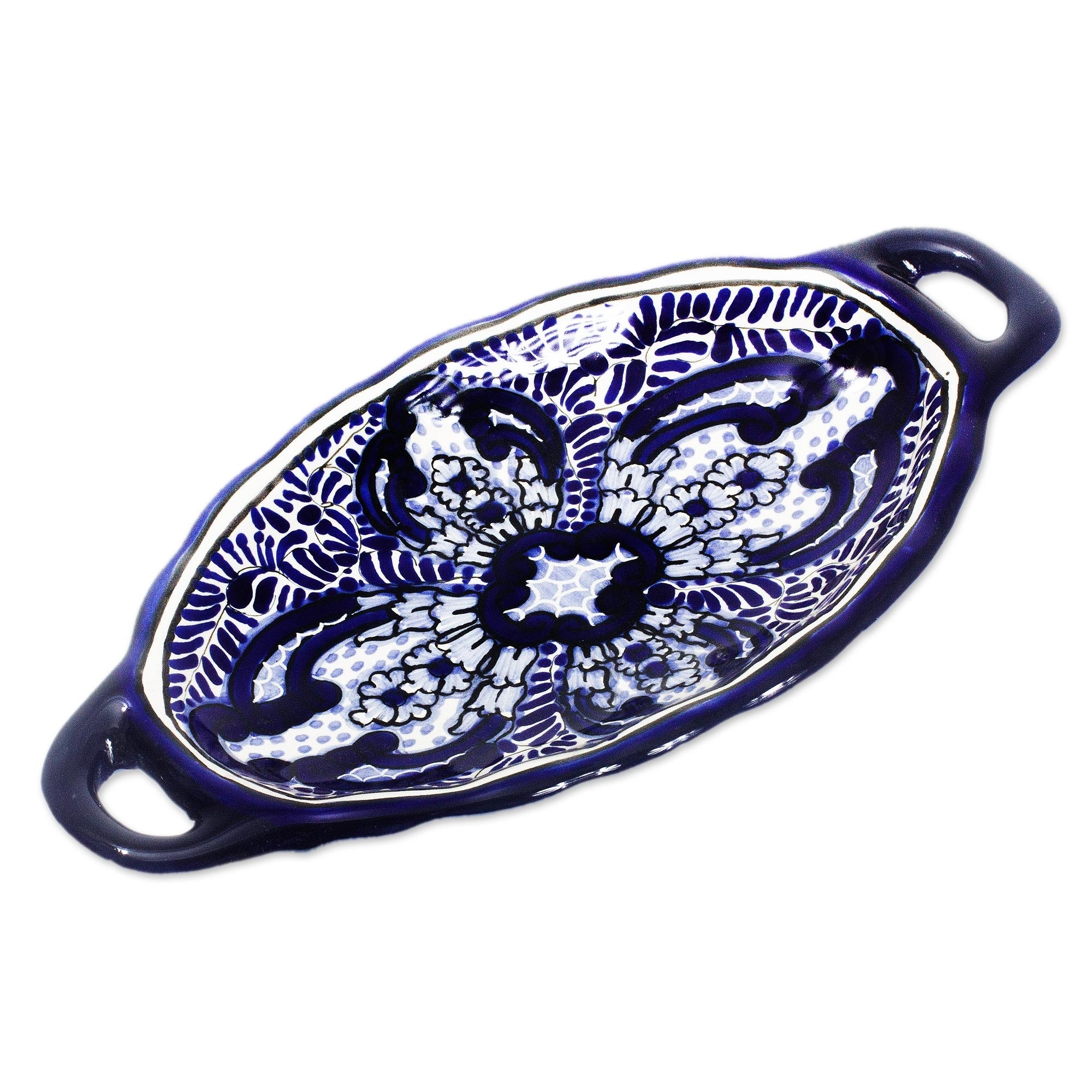 Novica Handmade Puebla Kaleidoscope Ceramic Butter Dish