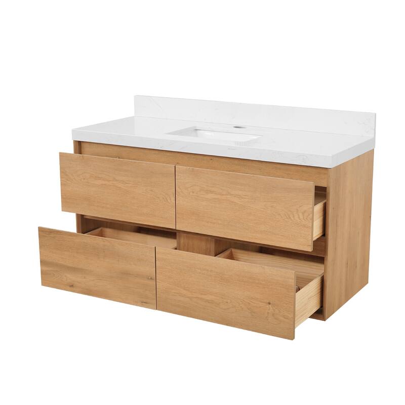 Sylphar 48 in. Toffee Oak Bath Vanity with Undermount Sink, 3 Top Options