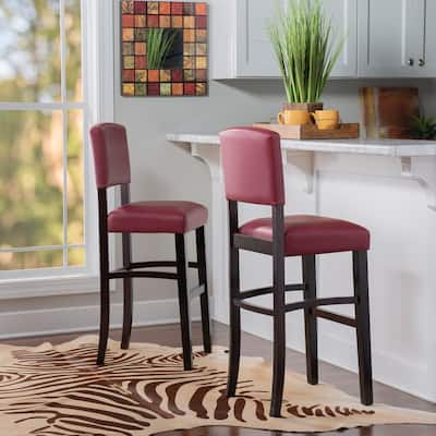 Monte-Carlo Dark Red 30-inch Faux Leather Bar Stool