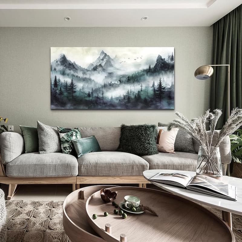 Trees Landscape Wall Painting Foggy Forest Wall Picture Artwork