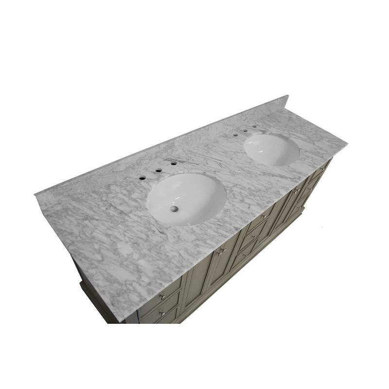 KitchenBathCollection Bella 72" Double Bathroom Vanity with Carrara Marble Top