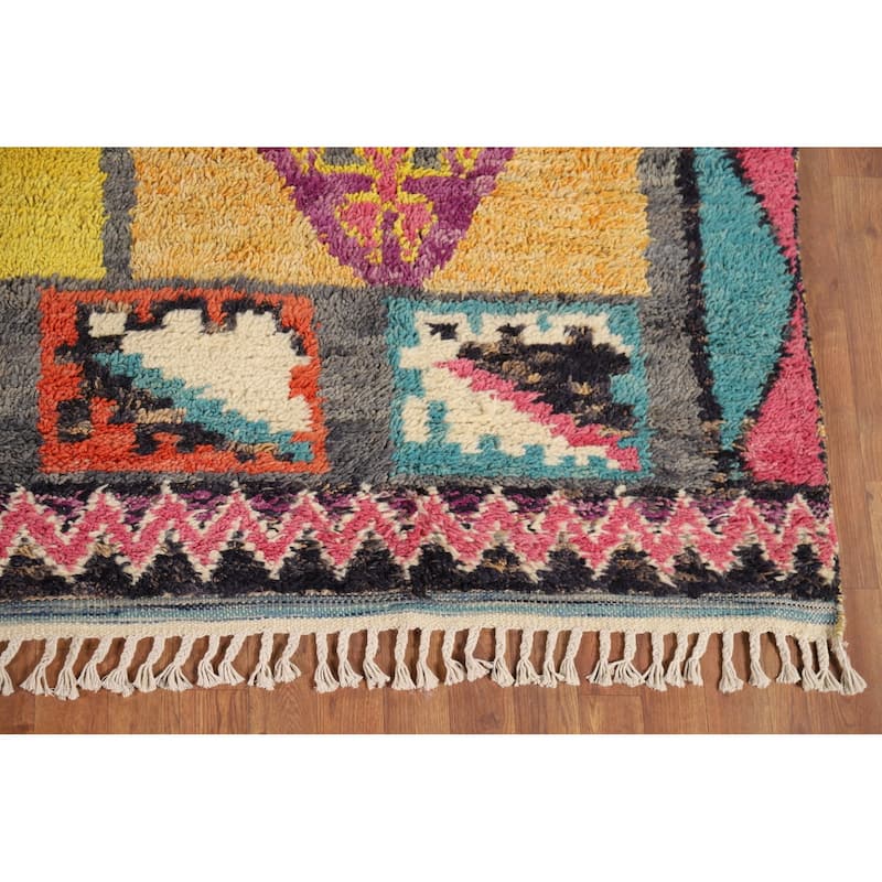 Geometric Plush Moroccan Oriental Area Rug Handmade Wool Carpet - 8'11" x 12'6"