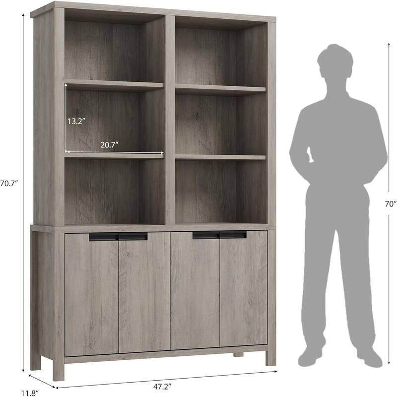 Tall Storage Bookshelf with Open Shelves for Living Room, Bedroom, Home Office