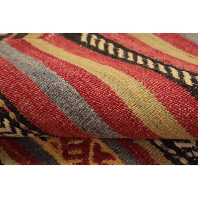Hand Woven Oriental 100% Wool Carpet Southwestern Tribal Oranges & Rust Kilim Area Rug - 8' 9'' X 5' 3''