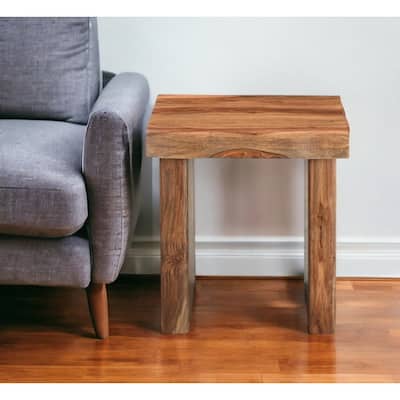HomeRoots 23" Brown Solid Wood Square Live Edge End Table