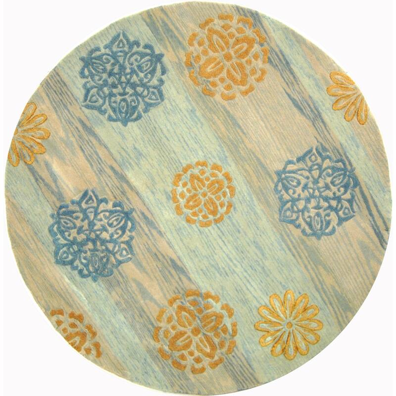 SAFAVIEH Handmade Rodeo Drive Ally Mid-Century Modern Abstract Wool - 5'9" x 5'9" Round - Blue/Multi - Runner/Round