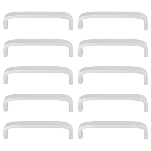 10pcs Cabinet Handles Pull Space Aluminum Plating 5" Hole Center for Drawer Cabinet Cupboard Dresser Door, Silver Tone