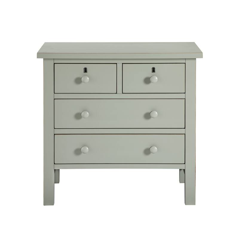 4- Drawer Nightstand with Dovetail Construction and Wooden Knobs