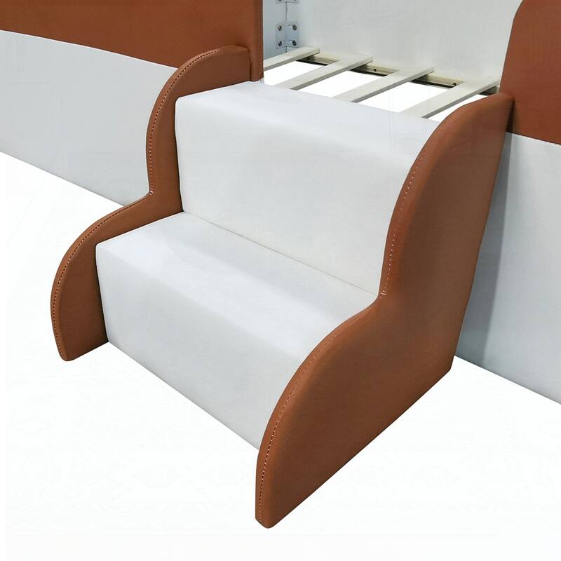 Upholstered Daybed Frame with Fence and Stairs