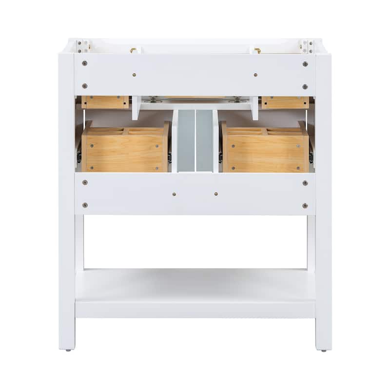 30'' Bathroom Vanity without Sink, Free Standing Single Vanity with 5 Drawers, Solid Wood Frame Bathroom Storage Cabinet