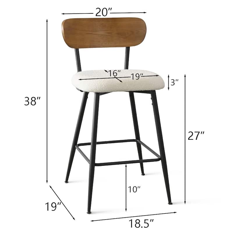 Boucle Counter Stool with Ash Back(Set of 2)