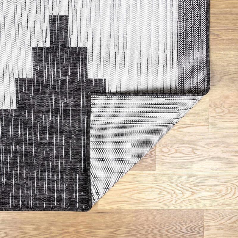 Hauteloom Caluya Living Room, Bedroom Patio Outdoor Area Rug - Blue, Gray, Navy - 2' x 2'11"
