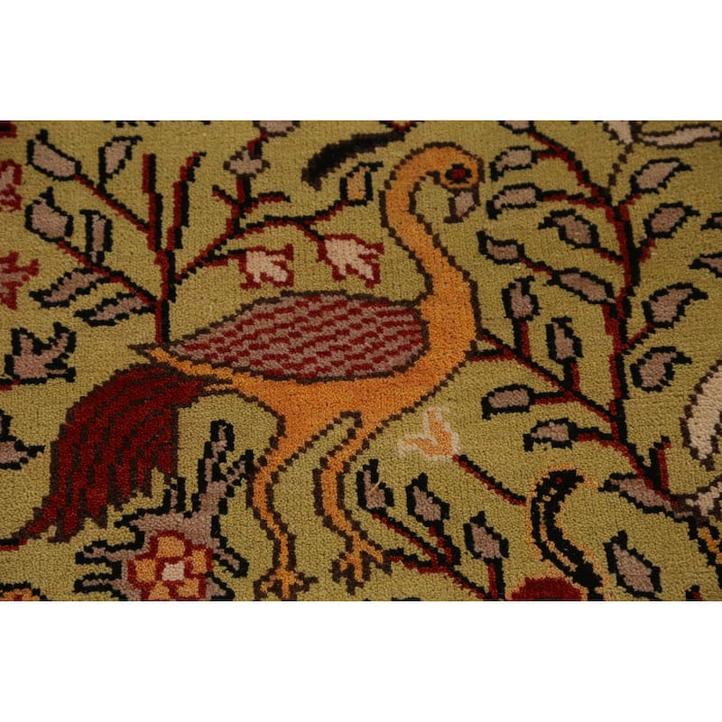 Animals Design Ziegler Indian Runner Rug Hand-Knotted Wool Carpet - 2'6" x 7'11"